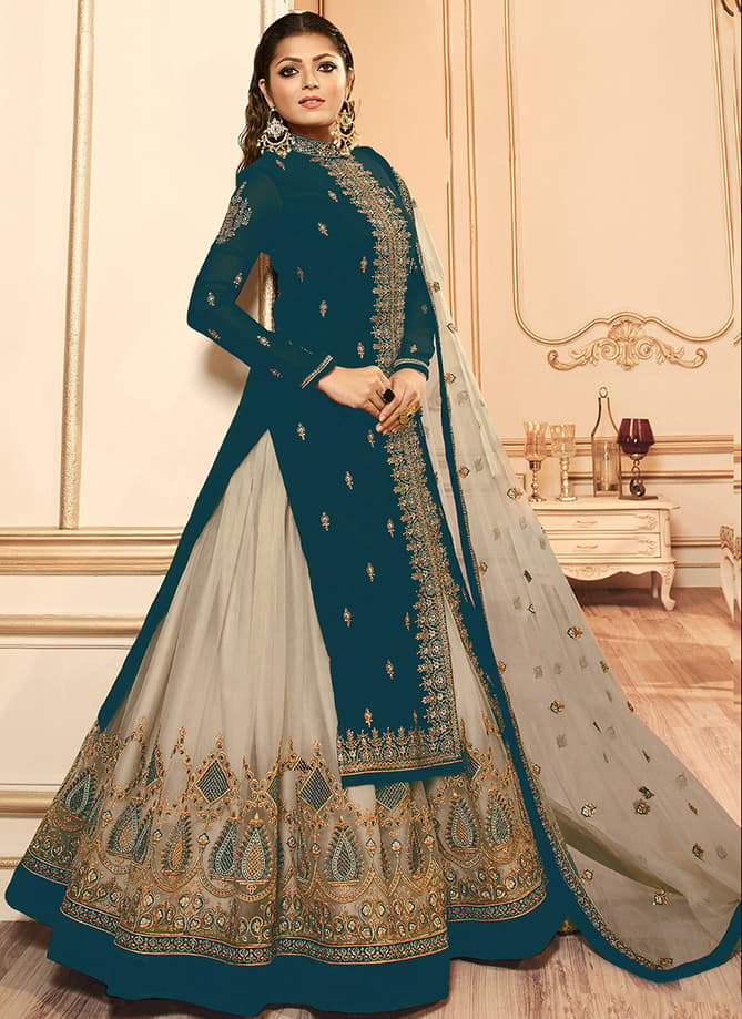 Designer Party Wear Collection Of Sharara Suit With Gorgeous Heavy Embroidery Work 